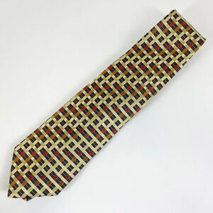 Dona Neckwear Mens Tie Necktie Yellow Multicolor Checked Silk